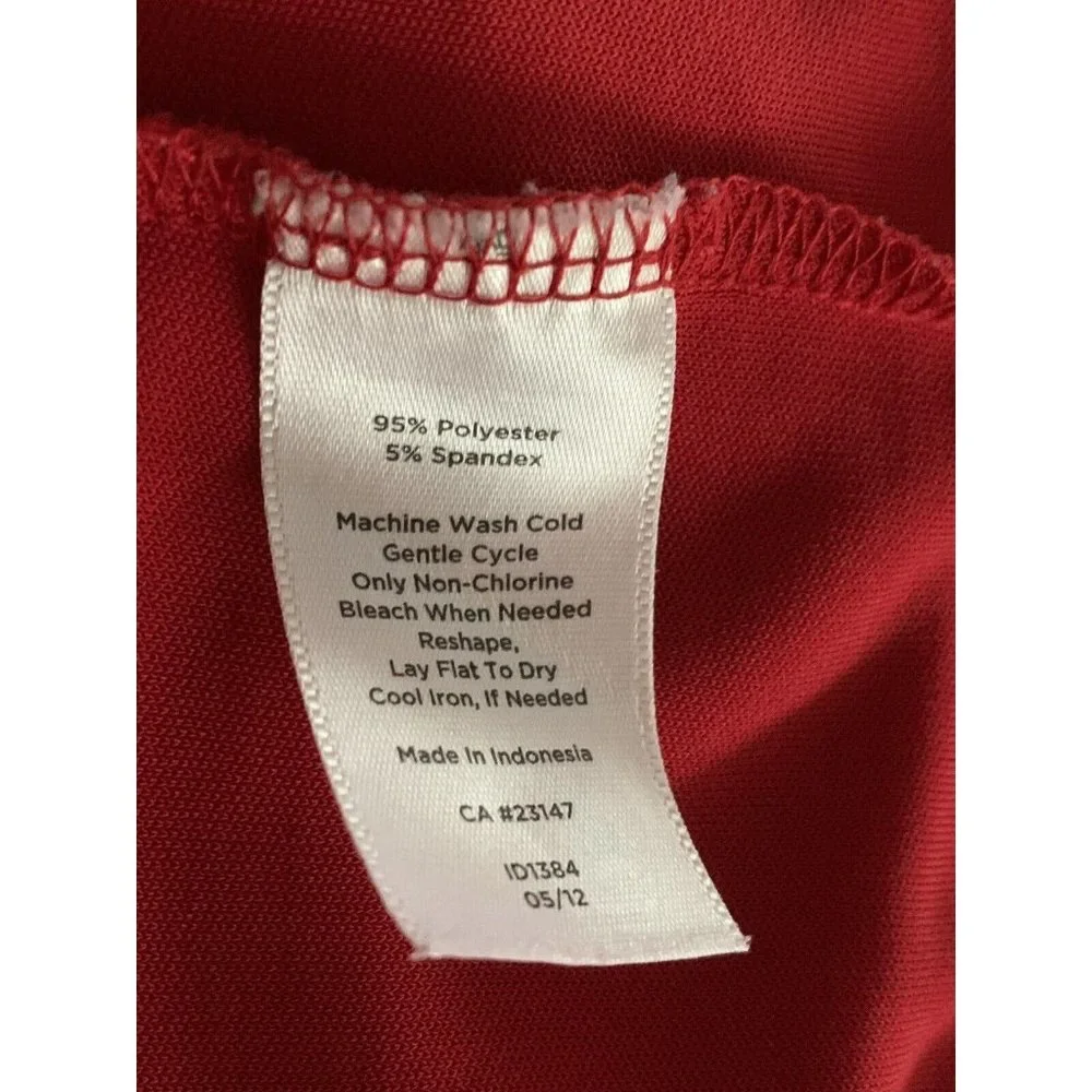 Talbots Sz MEDIUM Red Liquid Knit Career Easy Care Keyhole Neck Top EUC - Picture 8 of 8